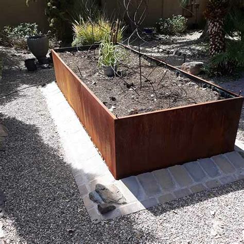 corten steel panels making rectangular planter box|rectangular corten steel planters.